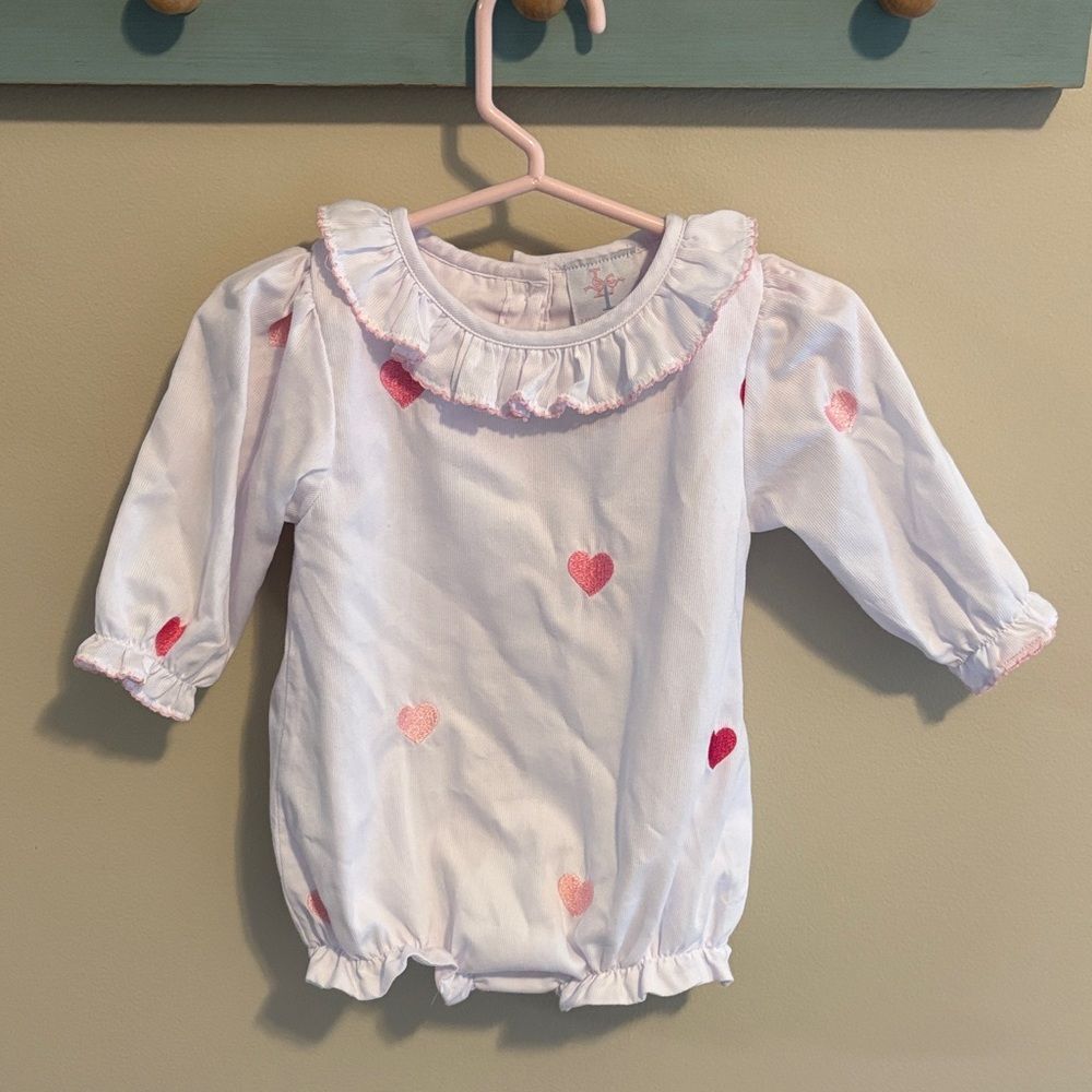 Lillie & Lilah White and Pink Heart bubble size 6 months